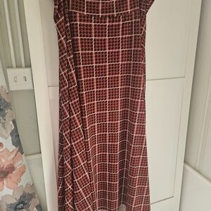 LuLaRoe Red and Black Houndstooth Maxi Skirt, 2x
